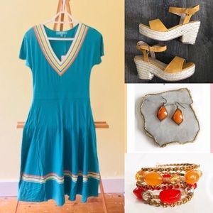 NWT ModCloth Green A line Dress Size 8